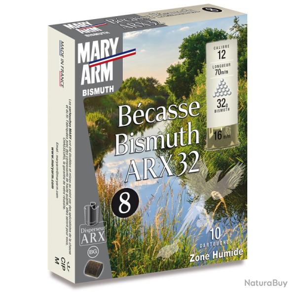 LOT DE 50 CARTOUCHES MARY ARM BISMUTH ARX BECASSE  CAL 12X70 32GR N�8 ZONE HUMIDE