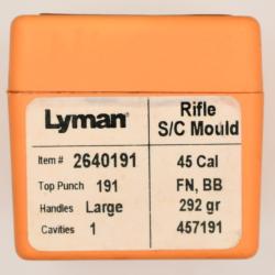 Moule 1 cavit&eacute; .45 CAL 292 Grains "nez plat" pour .45-60/70/75/90 REM MAG - LYMAN #2640191 - NEUF