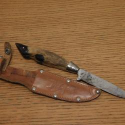 couteau patte de biche + etui en cuir SUISSE
