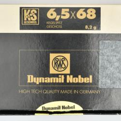 20 cartouches 6.5 x 68 - RWS - ogive 127 grains "KS"