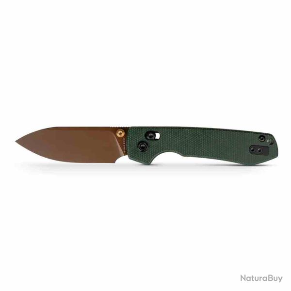 Couteau Vosteed Raccoon Lame Acier 14C28N Manche Micarta Green Crossbar Lock VOSA0540