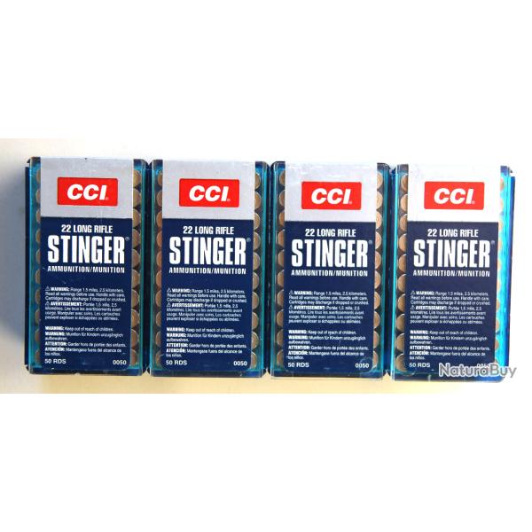 200 (4x50) cartouches .22 LR CCI "STINGER"