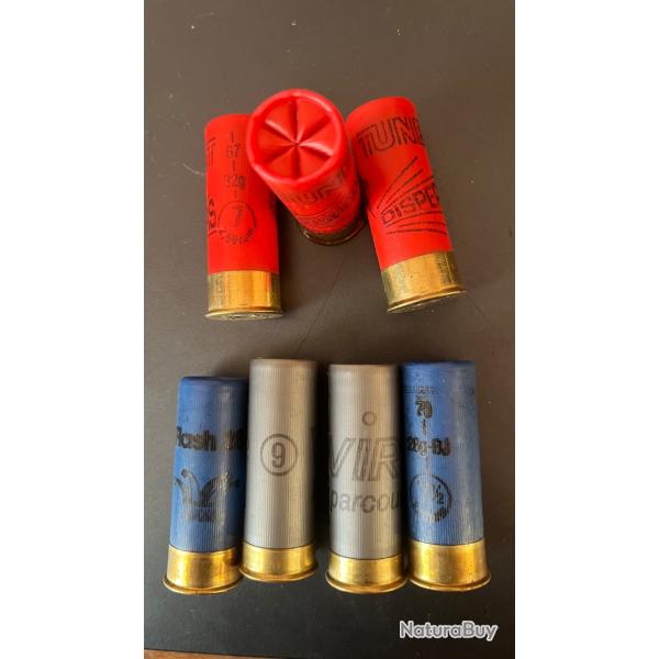 Lot 10 cartouches flash 28 plomb 7.5, 3 viri parcours plomb 9, 3 tunet dispersentes plomb 7