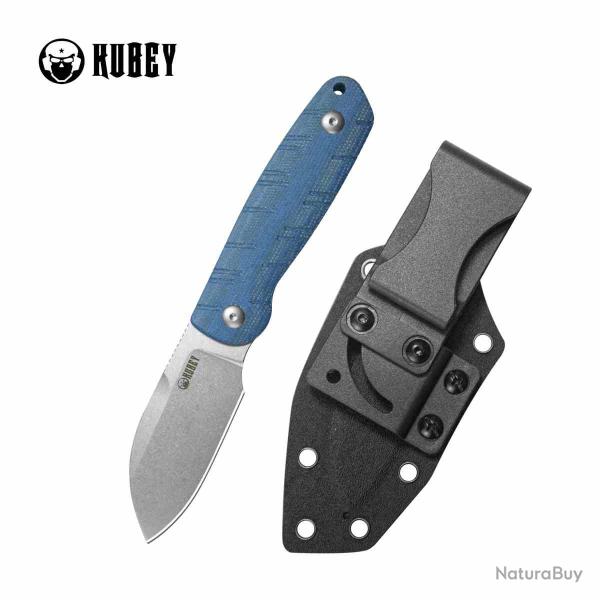 Couteau Kubey Microburst Lame Acier 14C28N Manche Micarta Blue Etui Kydex KUB455A