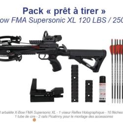 Pack pistolet arbal&egrave;te X-Bow FMA Supersonic XL 120 LBS / 250 FPS