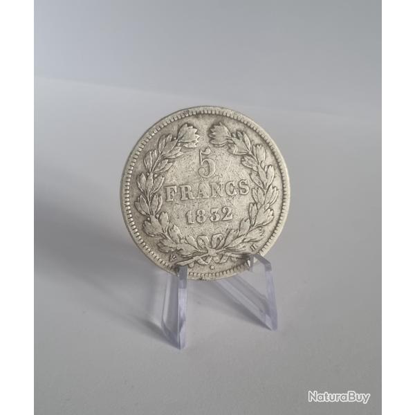 Rare �cu 5 Francs Argent Louis-Philippe Ier ( 1er ) 1832 H , La Rochelle , Domard II�me Type