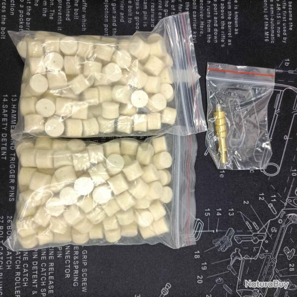 TAMPONS DE NETTOYAGE 357 MAG 200 pieces + adaptateur