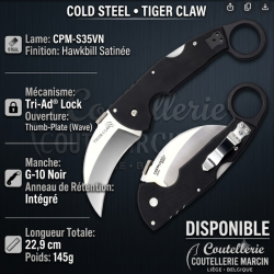 Cold Steel Tiger Claw 22C Karambit - Acier CPM-S35VN & Tri-Ad&reg; Lock (Design Andrew Demko)