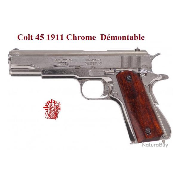 R�plique  pistolet 45 USA 1911 Chrome et d�montable