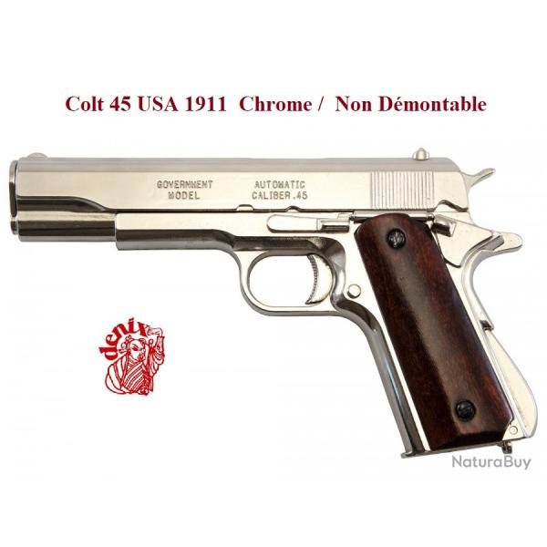 R�plique  pistolet 45 USA 1911 Chrome NON d�montable