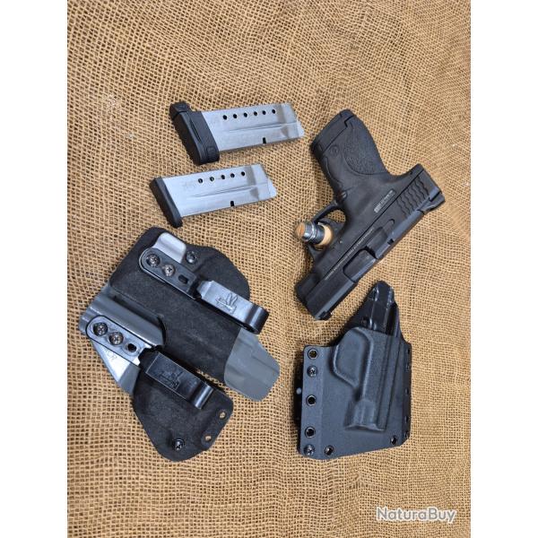 PISTOLET S&W M&P9 SHIELD PLUS CAL.9�19  avec etuit port discret et 3 chargeurs