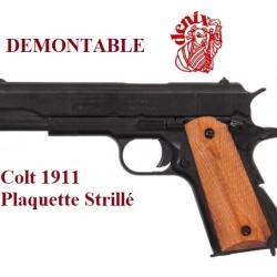 R&eacute;plique  pistolet 45 USA 1911 Plaquette Stri&eacute;  DEMONTABLE