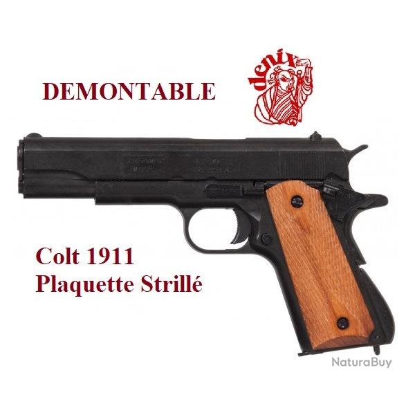 R�plique  pistolet 45 USA 1911 Plaquette Stri�  DEMONTABLE