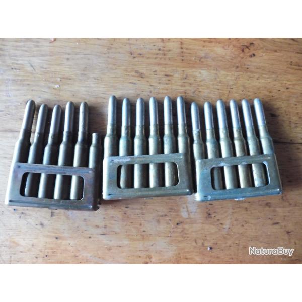 3 clips chargeur et 18 munitions carcano