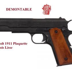 R&eacute;plique pistolet 45 USA 1911 Plaquette Bois Lisse  DEMONTABLE