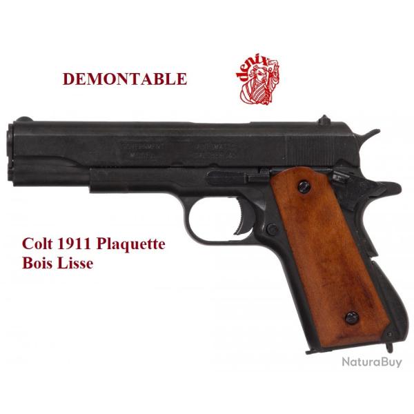 R�plique pistolet 45 USA 1911 Plaquette Bois Lisse  DEMONTABLE