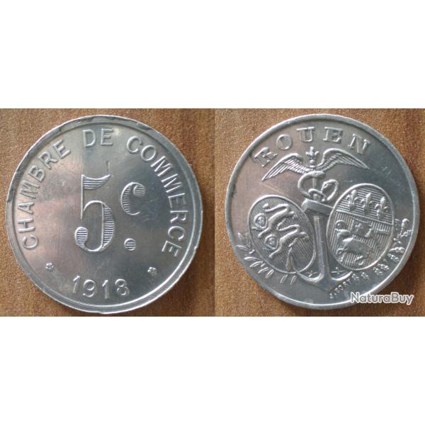 France Rouen 5 Centimes Chambre Commerce Piece Francs Frcs Frs Frc