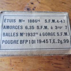 ww2 boite complette 8 munitions 8 mm lebel model 1932