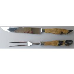 Couteau + fourchette en patte de chevreuil