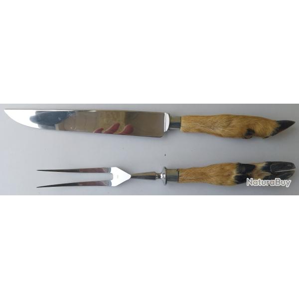 Couteau + fourchette en patte de chevreuil