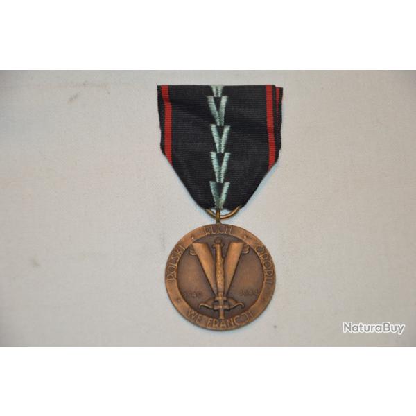 MEDAILLE DE LA RESISTANCE POLONAISE EN FRANCE-POLISH RESISTANCE MEDAL 1940/1944