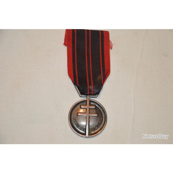 MEDAILLE DE LA RESISTANCE-FRANCE LIBERATION-MAQUIS-FFI-CROIX DE LORRAINE
