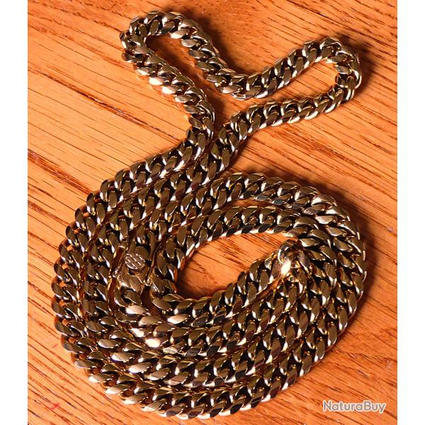 EXTRAORDINAIRE CHA�NE NEUVE- PLAQUE OR POINCONNEE 18K - POUR IDEE CADEAU - FERMOIR SECURISE 2 POINTS