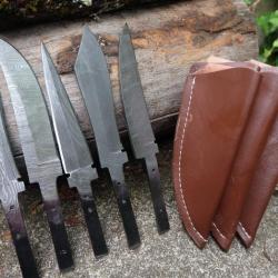 Lot de 5 Lames Damas 256 Couches &agrave; Customiser Lames seules + Etuis Simili Cuir Fabric Artisanale