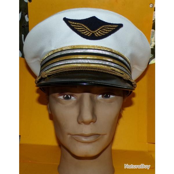 CASQUETTE BLANCHE D'OFFICIER GRADE DE LIEUTENANT COLONEL  DE L'ARMEE DE L'AIR FRANCAISE, TAILLE 57