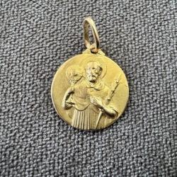 Pendentif or massif 18 carats - Saint Pascal Baylon - M&eacute;daille religieuse