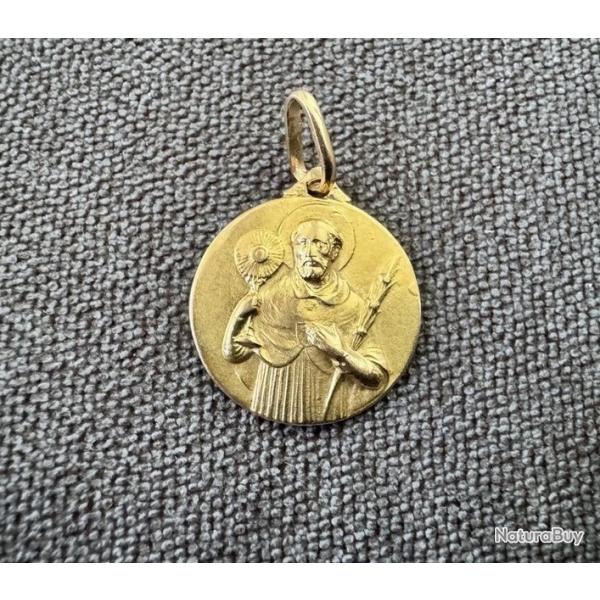 Pendentif or massif 18 carats - Saint Pascal Baylon - M�daille religieuse