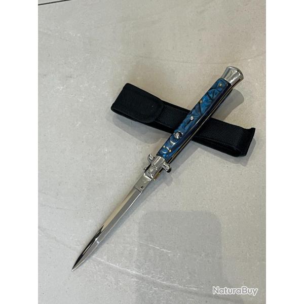Couteau automatique stiletto XXL bleu 33cm ench�re