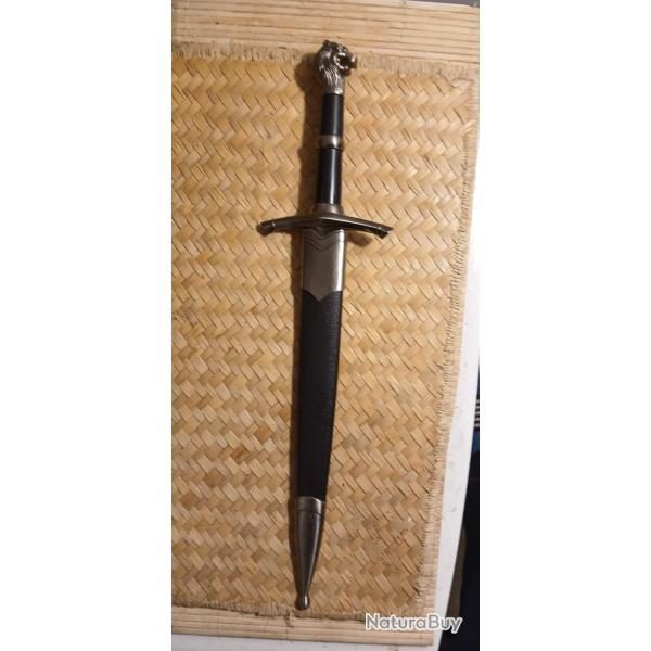 Dague m�di�vale - t�te de lion (game of throne ? ) m�tal, 40cm