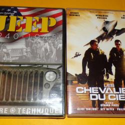 LOT DE 2 D.V.D NEUF SOUS BLISTER : JEEP 1940-1945 ET FILM LES CHEVALIERS DU CIEL   ,  ETAT NEUF VOI