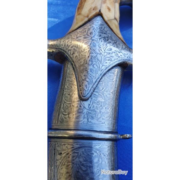 Magnifique couteau dague perse Manche recouvert mosa�que os lame puissante . Pi�ce imposante
