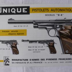 Ancien d&eacute;pliant Pistolets Automatiques Mod&eacute;le Unique "D - E"