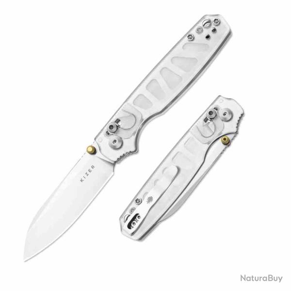 Couteau Kizer Pokiman CS Lame Acier AEB-L Manche Clear Acrylic Clutch Lock KIV3789A5