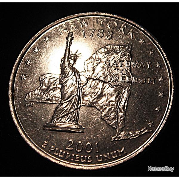 U.S.A pi�ce collector quarter dollar qualit� sup " NEW YORK" 2001