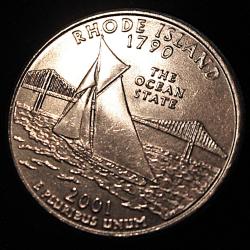 U.S.A pi&eacute;ce collector quarter dollar qualit&eacute; sup " Rhod iIsland" 2001