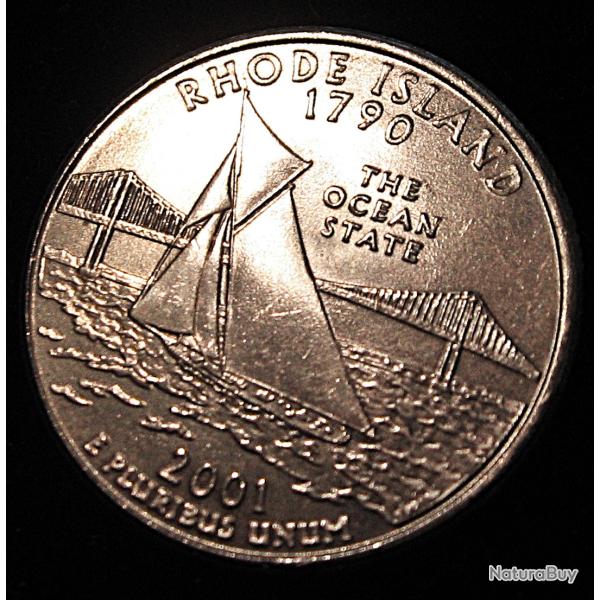 U.S.A pi�ce collector quarter dollar qualit� sup " Rhod iIsland" 2001