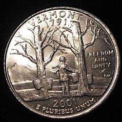 U.S.A pi&eacute;ce collector quarter dollar qualit&eacute; sup " Vermont" 2001
