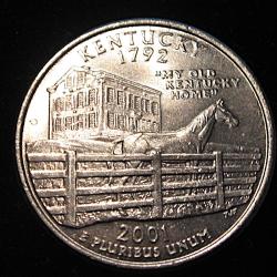 U.S.A pi&eacute;ce collector quarter dollar qualit&eacute; sup " Kentuky" 2001