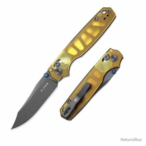 Couteau Kizer Pokiman CC Lame Clip Point Acier AEB-L Manche Ultem Clutch Lock KIV3789A3
