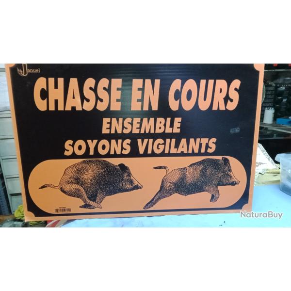 Panneau signal�tique chasse en cours lot de 2.