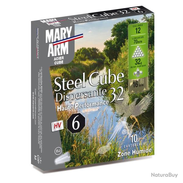 LOT DE 50 CARTOUCHES MARY ARM STEEL CUBE DISPERSANTE CAL 12X70 32GR ACIER CUBIQUE HV N�8