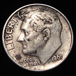 U.S.A piece de one dime argent 1961 tb+