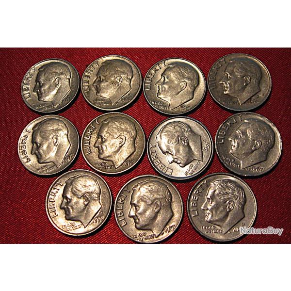 U.S.A 11 pieces de one dime ann�es variu�es ttb