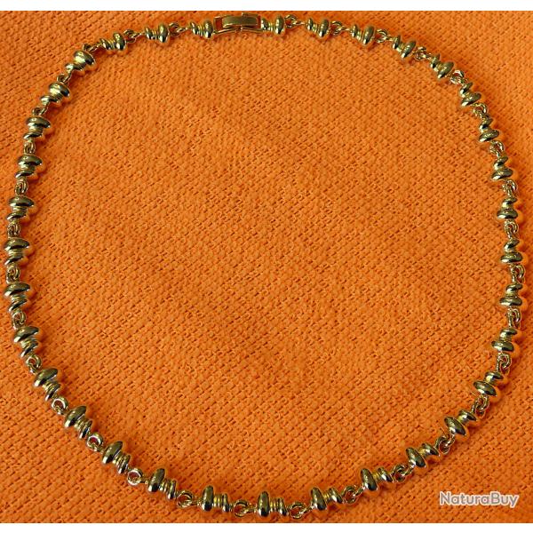 TRES BEAU PETIT RAS COU EN PLAQUE OR = 43,5cm - POUR OFFRIR A UNE DAME, JEUNE FILLE - IDEE CADEAUX