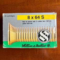 Bo&icirc;te 9 munitions 8x64s Sellier & Bellot spce 196grs