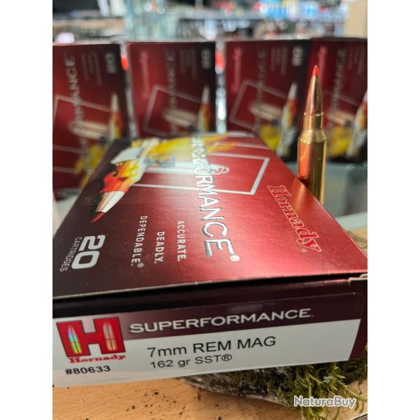 HORNADY SUPERFORMANCE 7 MM REM MAG 162GR SST(BOITE DE 20)